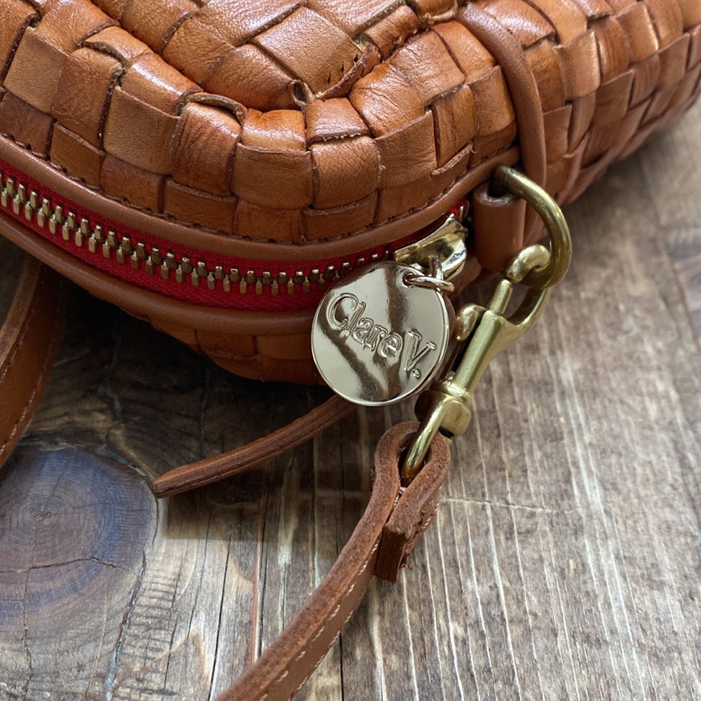 Clare V Tan Woven Leather Crossbody Bag - Picture 4 of 6